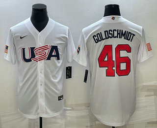 Mens USA Baseball #46 Paul Goldschmidt 2023 White World Baseball Classic Stitched Jerseys->2023 world baseball classic->MLB Jersey